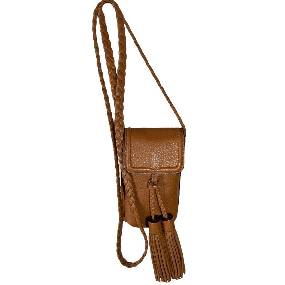 Rebecca Minkoff Isobel Leather Phone Crossbody Bag, Tan Brown Tassels Fringe